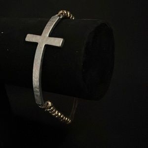 Metal and Cord Cross Bracelet